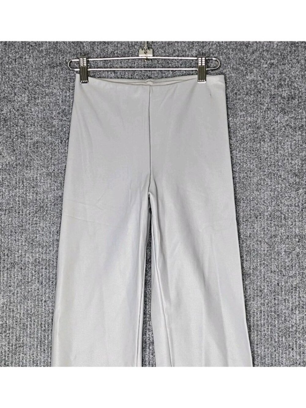NWT SKIMS Faux Leather Boot Cut Pants sz Small S Cement Mid Rise Stretch FLAW - Picture 2 of 6